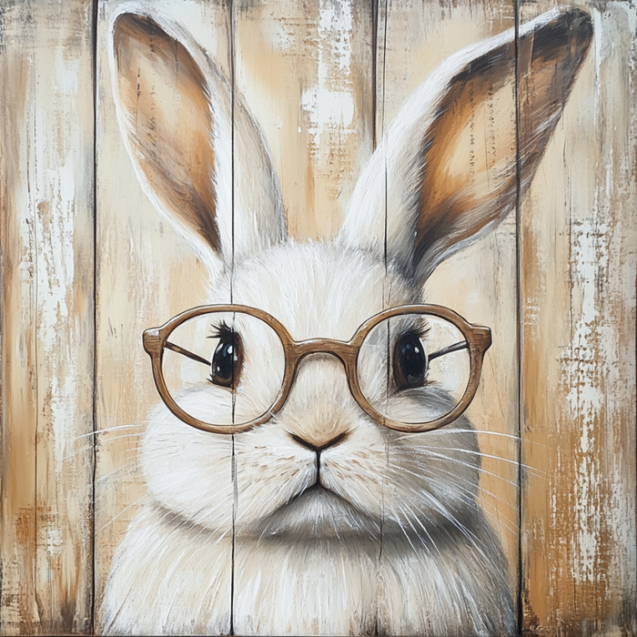 Easter Sign, Bunny in Glasses,, DCO-12674, Sign For Wreath, 10x10" Metal Sign