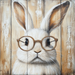 Easter Sign, Bunny in Glasses,, DCO-12674, Sign For Wreath, 10x10" Metal Sign