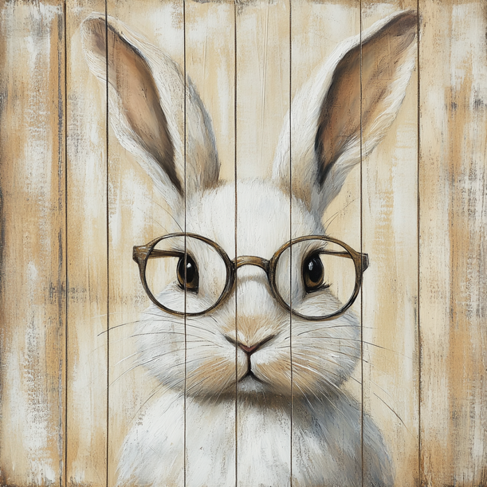 Easter Sign, Bunny in Glasses,, DCO-12675, Sign For Wreath, 10x10" Metal Sign