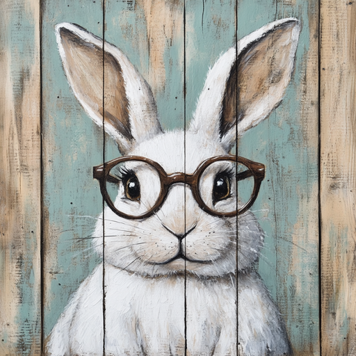 Easter Sign, Bunny in Glasses,, DCO-12677, Sign For Wreath, 10x10" Metal Sign