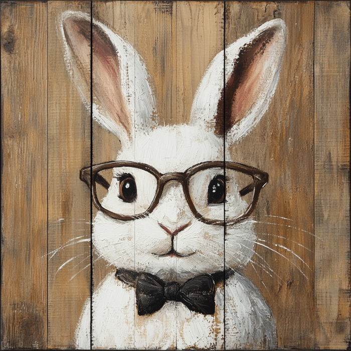 Easter Sign, Bunny in Glasses,, DCO-12678, Sign For Wreath, 10x10" Metal Sign
