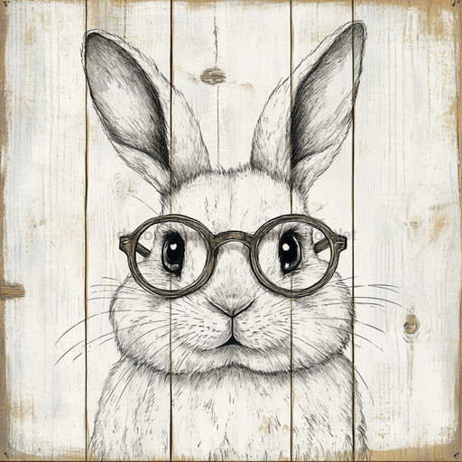 Easter Sign, Bunny in Glasses, DCO-12885, Sign For Wreath, 10x10" Metal Sign