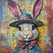 Easter Sign, Bunny in Hat,, DCO-12695, Sign For Wreath, 10x10" Metal Sign