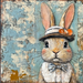 Easter Sign, Bunny in Hat,, DCO-12698, Sign For Wreath, 10x10" Metal Sign