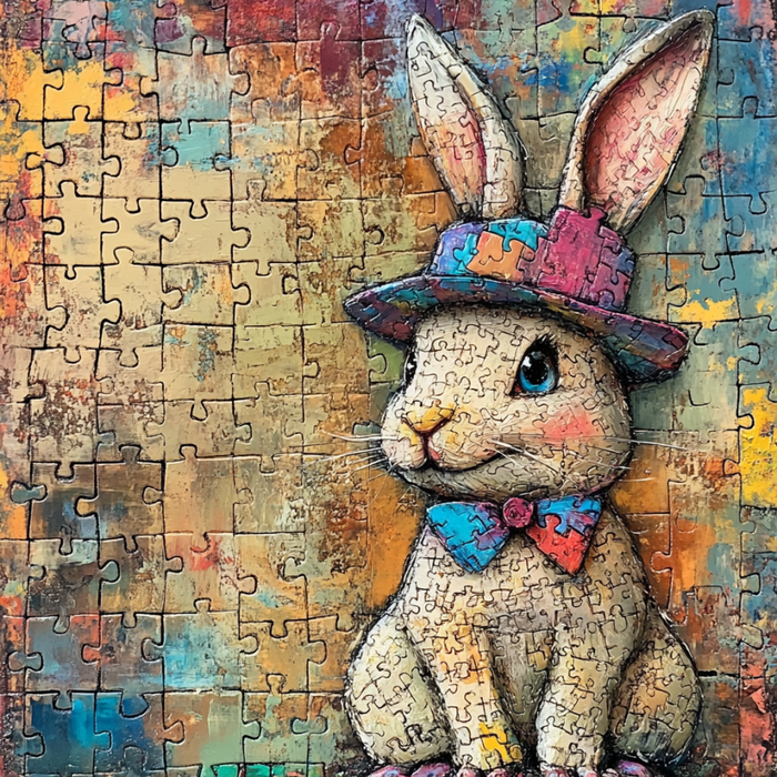 Easter Sign, Bunny in Hat,, DCO-12715, Sign For Wreath, 10x10" Metal Sign