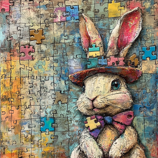 Easter Sign, Bunny in Hat,, DCO-12716, Sign For Wreath, 10x10" Metal Sign