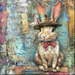 Easter Sign, Bunny in Hat,, DCO-12718, Sign For Wreath, 10x10" Metal Sign