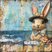 Easter Sign, Bunny in Hat,, DCO-12719, Sign For Wreath, 10x10" Metal Sign