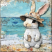 Easter Sign, Bunny in Hat,, DCO-12720, Sign For Wreath, 10x10" Metal Sign