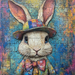 Easter Sign, Bunny in Hat,, DCO-12729, Sign For Wreath, 10x10" Metal Sign