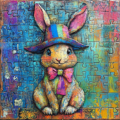 Easter Sign, Bunny in Hat,, DCO-12736, Sign For Wreath, 10x10" Metal Sign