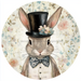 Easter Sign, Bunny in Top Hat, DCO-12824, Sign For Wreath, 10" Metal Sign