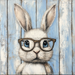 Easter Sign, Bunny with Glasses, DCO-12895, Sign For Wreath, 10x10" Metal Sign