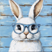 Easter Sign, Bunny with Glasses, DCO-12896, Sign For Wreath, 10x10" Metal Sign