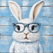 Easter Sign, Bunny with Glasses, DCO-12897, Sign For Wreath, 10x10" Metal Sign
