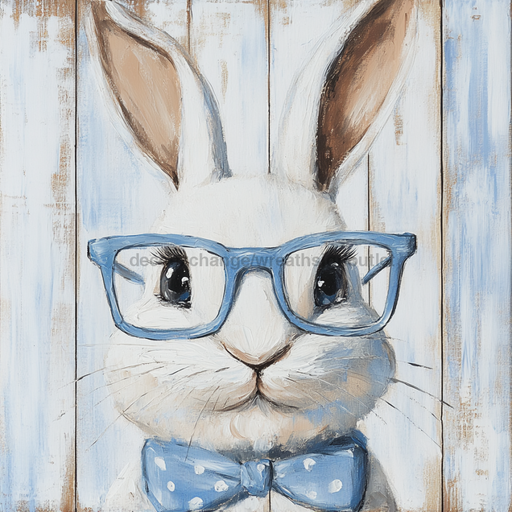 Easter Sign, Bunny with Glasses, DCO-12901, Sign For Wreath, 10x10" Metal Sign