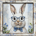 Easter Sign, Bunny with Glasses, DCO-12902, Sign For Wreath, 10x10" Metal Sign