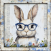Easter Sign, Bunny with Glasses, DCO-12904, Sign For Wreath, 10x10" Metal Sign