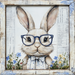 Easter Sign, Bunny with Glasses, DCO-12907, Sign For Wreath, 10x10" Metal Sign