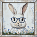 Easter Sign, Bunny with Glasses, DCO-12910, Sign For Wreath, 10x10" Metal Sign