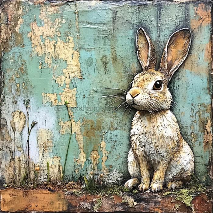 Easter Sign, Cute Bunny,, DCO-12751, Sign For Wreath, 10x10" Metal Sign