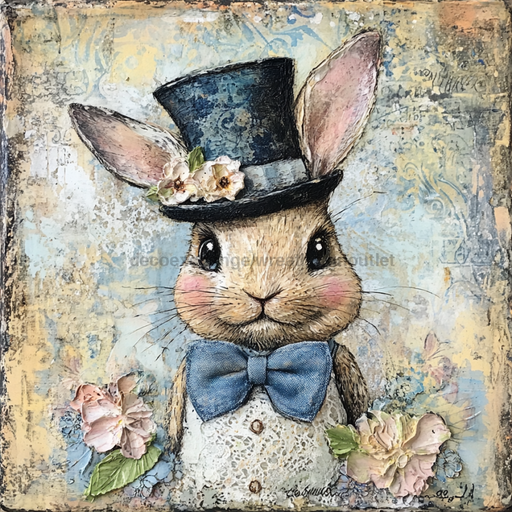 Easter Sign, Cute Bunny,, DCO-12757, Sign For Wreath, 10x10" Metal Sign