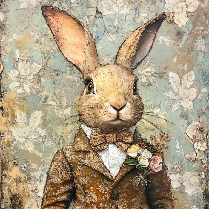 Easter Sign, Cute Bunny,, DCO-12759, Sign For Wreath, 10x10" Metal Sign