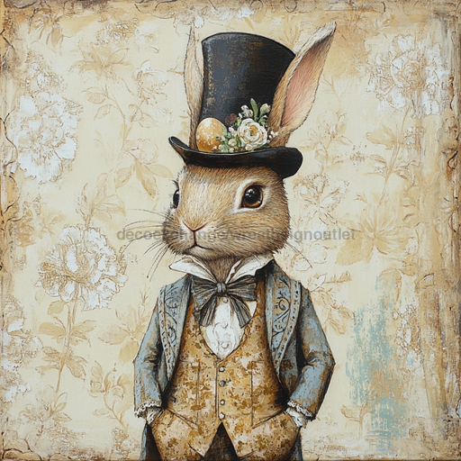 Easter Sign, Cute Bunny,, DCO-12760, Sign For Wreath, 10x10" Metal Sign