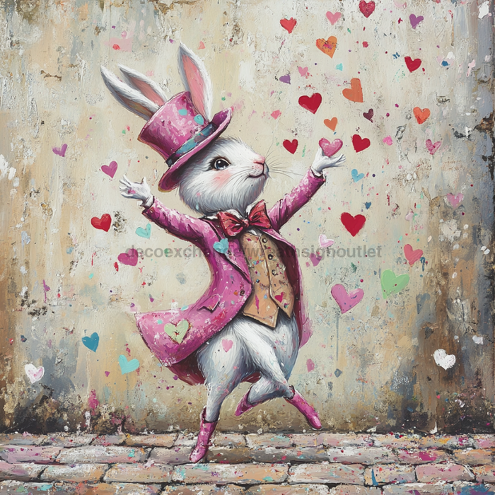 Easter Sign, Cute Bunny,, DCO-12767, Sign For Wreath, 10x10" Metal Sign