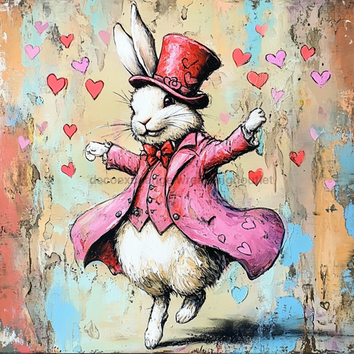 Easter Sign, Cute Bunny,, DCO-12768, Sign For Wreath, 10x10" Metal Sign