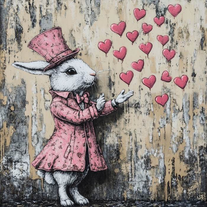 Easter Sign, Cute Bunny,, DCO-12769, Sign For Wreath, 10x10" Metal Sign