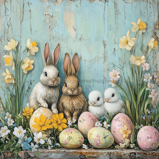 Easter Sign, Easter Florals,, DCO-12780, Sign For Wreath, 10x10" Metal Sign