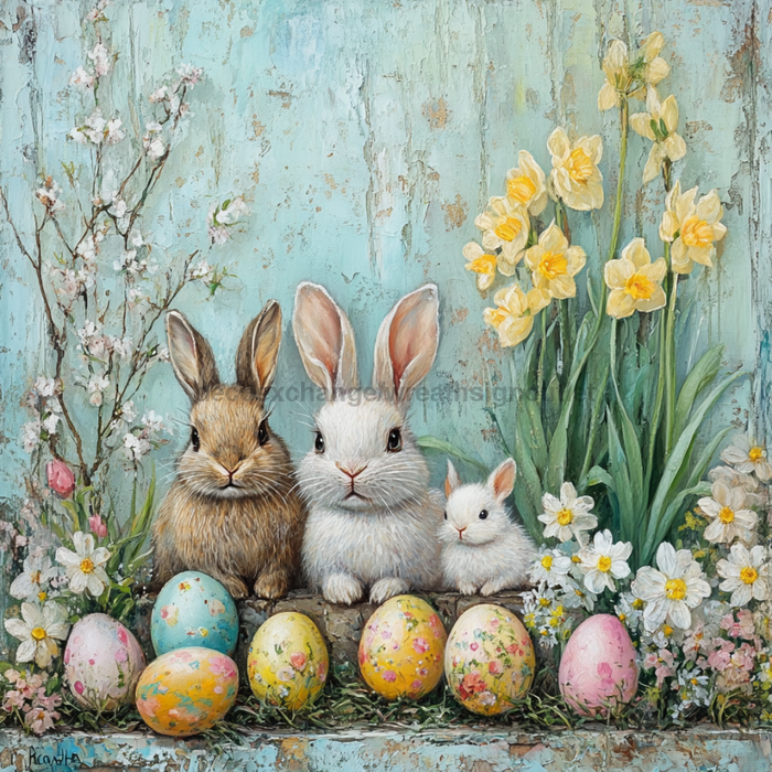 Easter Sign, Easter Florals,, DCO-12788, Sign For Wreath, 10x10" Metal Sign