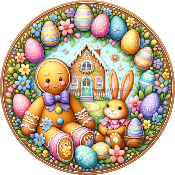 Easter Sign Gingerbread Decoe-5189 10’ Metal Round