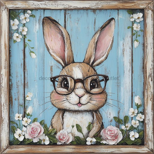Easter Sign, Rabbit Sign, DCO-02438, Sign For Wreath, 10x10 Metal Sign