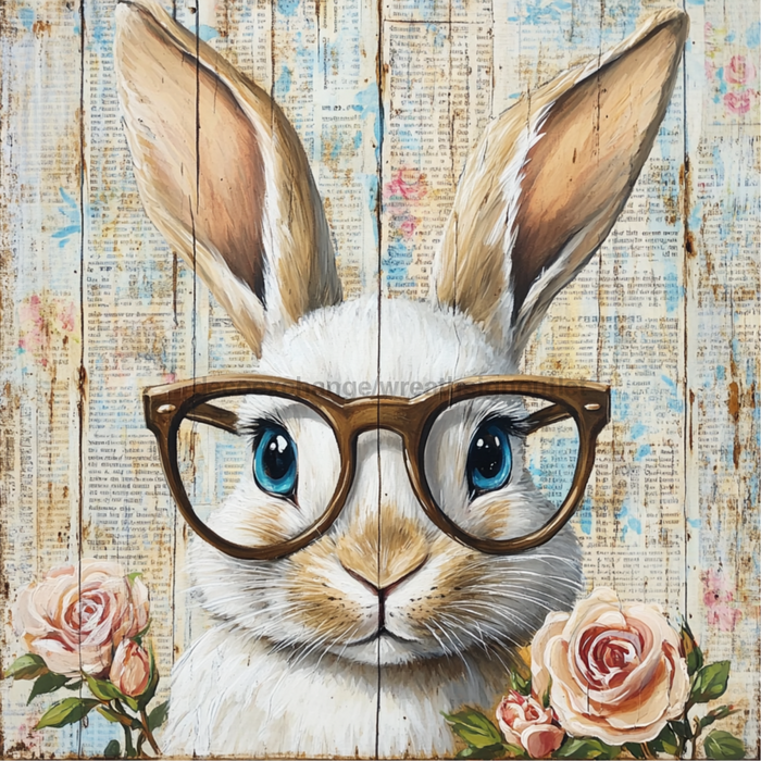 Easter Sign, Rabbit Sign, DCO-02447, Sign For Wreath, 10x10 Metal Sign