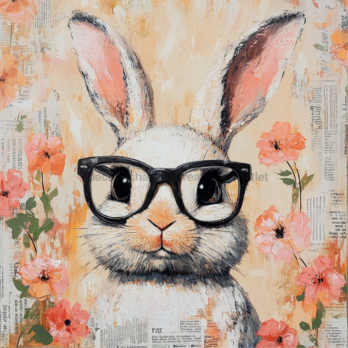 Easter Sign, Rabbit Sign, DCO-02460, Sign For Wreath, 10x10 Metal Sign