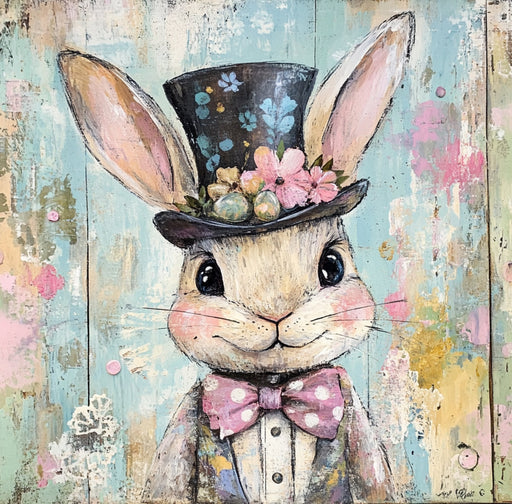 Easter Sign, Rabbit Sign, DCO-02498, Sign For Wreath, 10x10 Metal Sign
