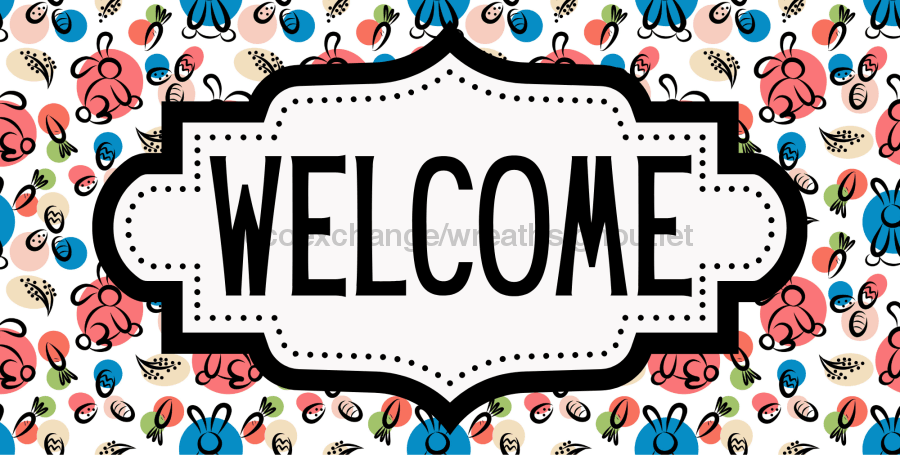 Easter Welcome Sign Dco-01231 For Wreath 6X12 Metal