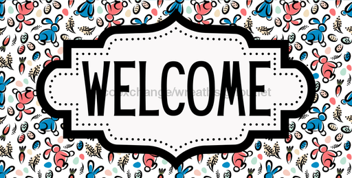 Easter Welcome Sign Dco-01235 For Wreath 6X12 Metal