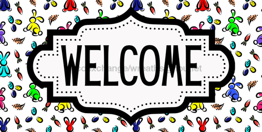 Easter Welcome Sign Dco-01236 For Wreath 6X12 Metal