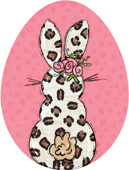 Egg Shape Bunny Door Hanger Decoe-W-709-Dh 22’ Wood