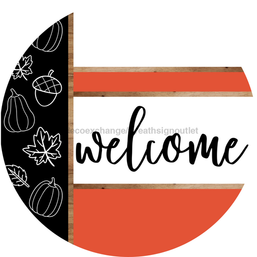 Fall Door Hanger, Welcome Door Hanger, DCO-01991-DH, 18" Round Wood