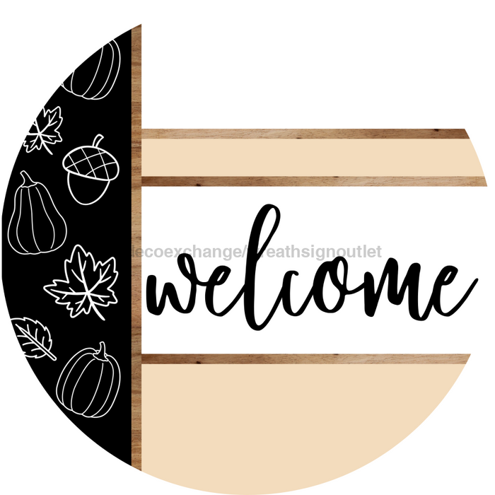 Fall Door Hanger, Welcome Door Hanger, DCO-01993-DH, 18" Round Wood