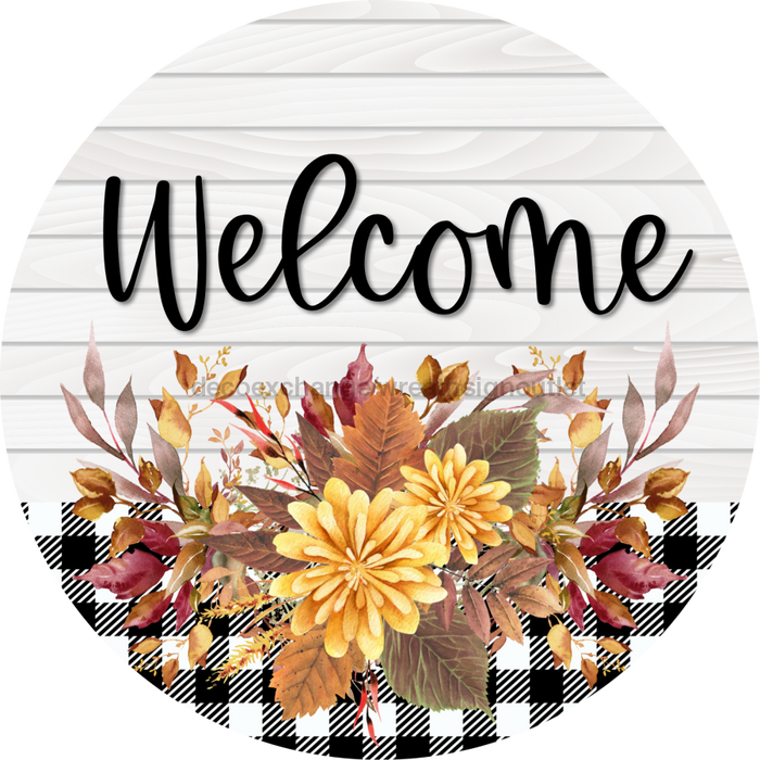Fall Floral Sign Welcome Dco-00796 For Wreath 10 Round Metal