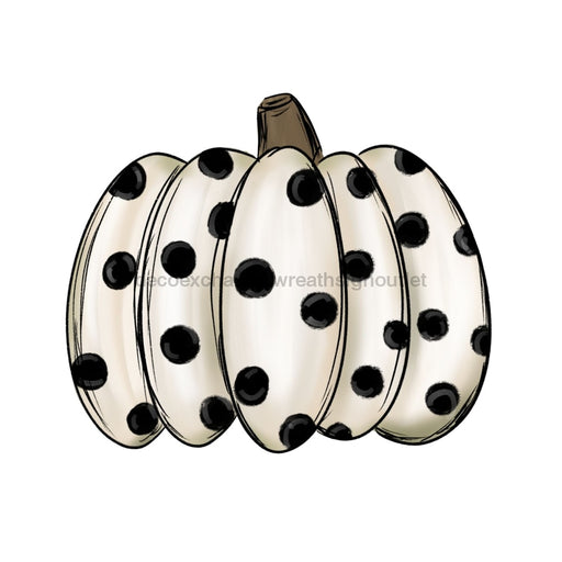 Fall Pumpkin Black and White Polka Dots, wood sign, DECOE-W-012 - DecoExchange®