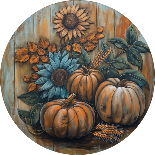 Fall Pumpkin Door Hanger Dco-01757-Dh 18’ Round Wood