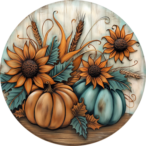 Fall Pumpkin Door Hanger Dco-01759-Dh 18’ Round Wood