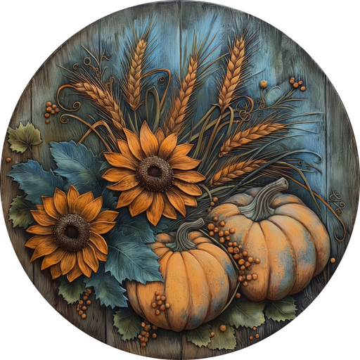 Fall Pumpkin Door Hanger Dco-01760-Dh 18’ Round Wood
