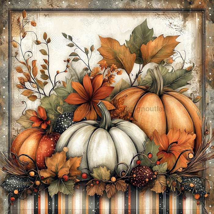 Fall Pumpkins Sign, DCO-102080, Sign For Wreath, 10x10in Metal Sign